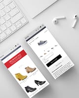 Mobile mockups for a footwear product page